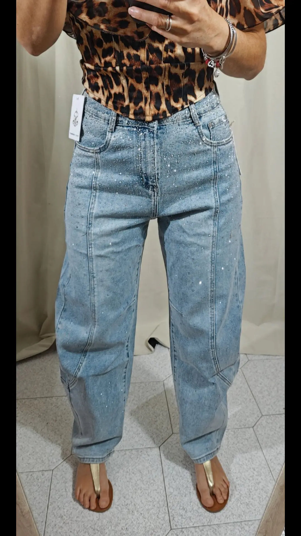 Jeans ballon strass