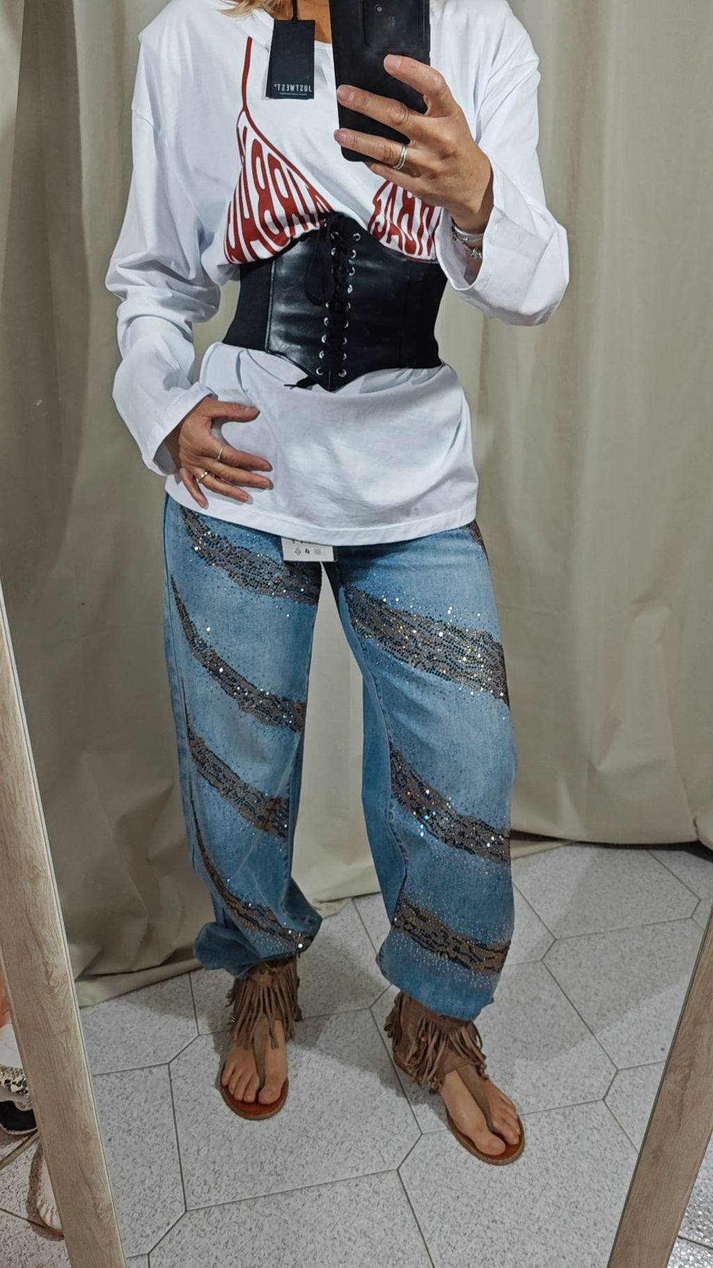 Jeans strass animalier