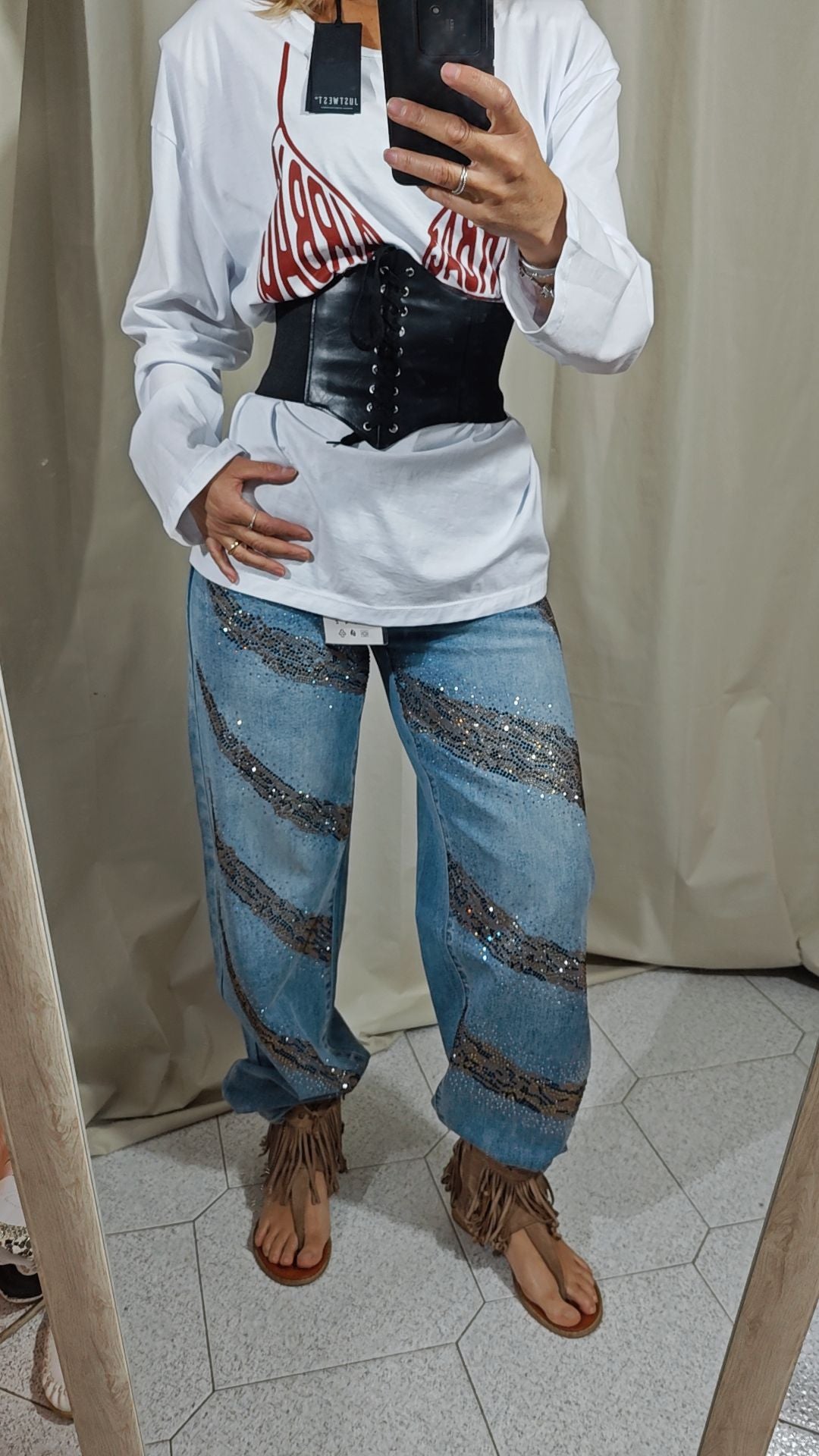 Jeans strass animalier