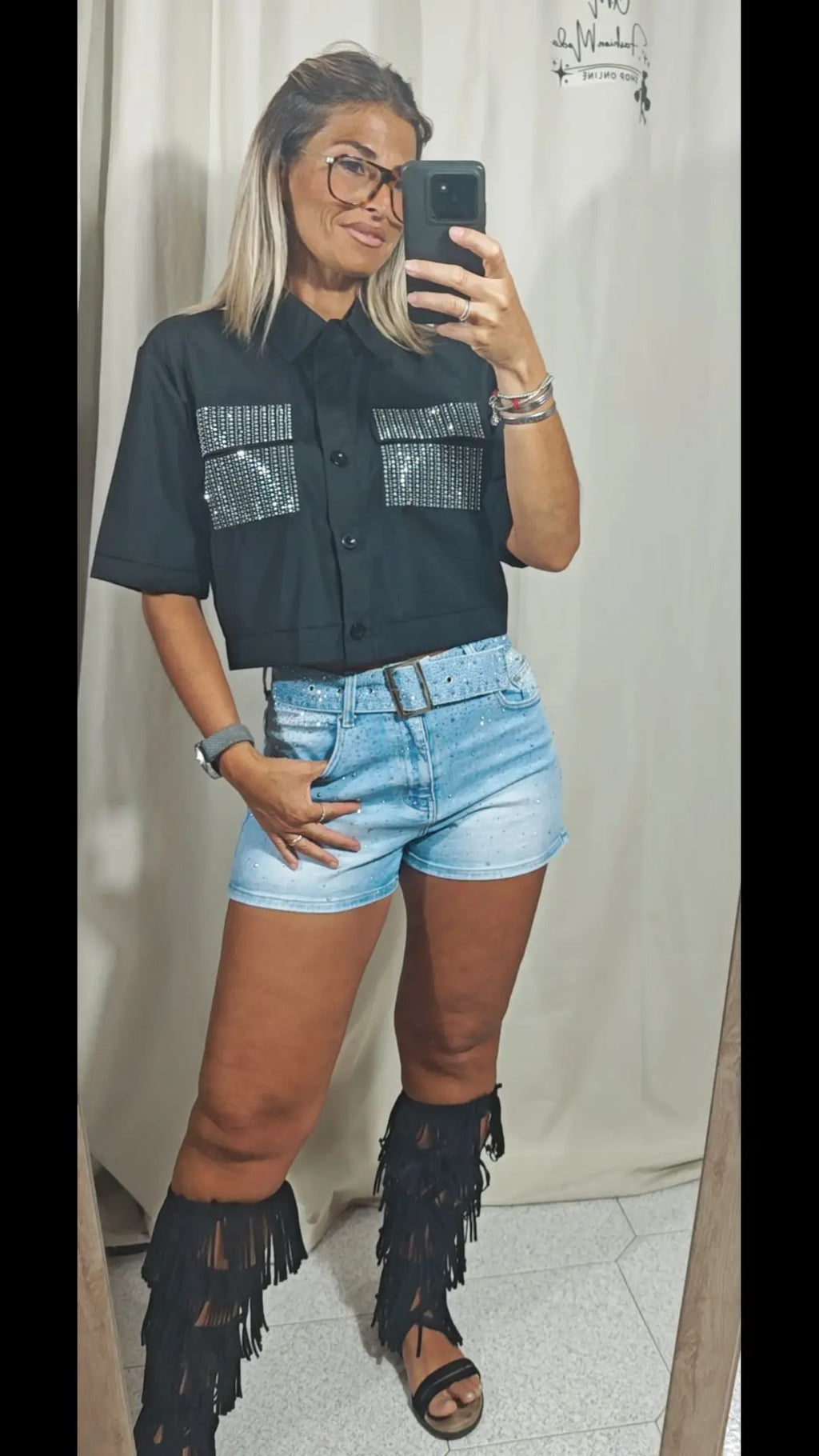 Camicia con strass