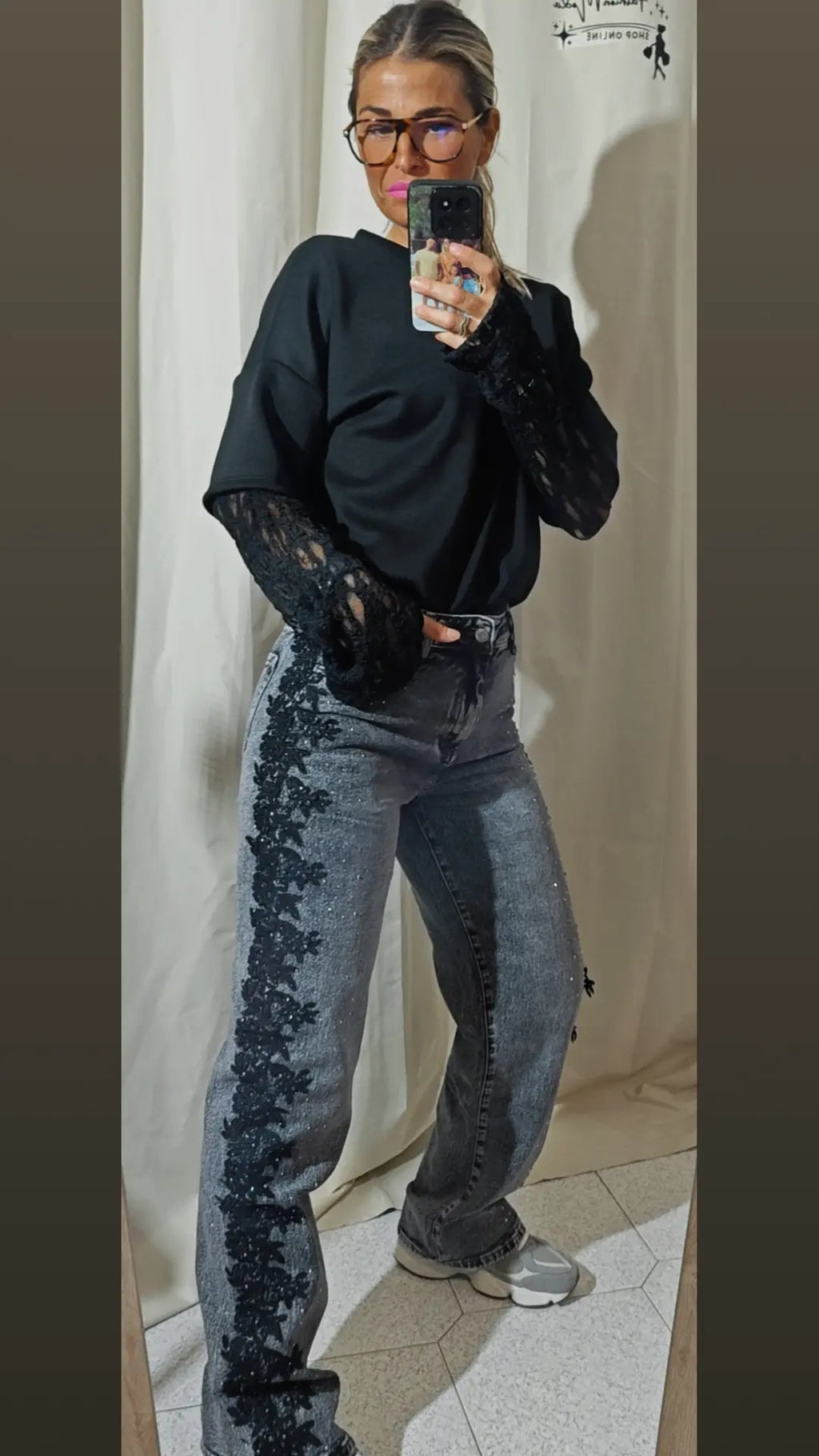 Jeans con merletto