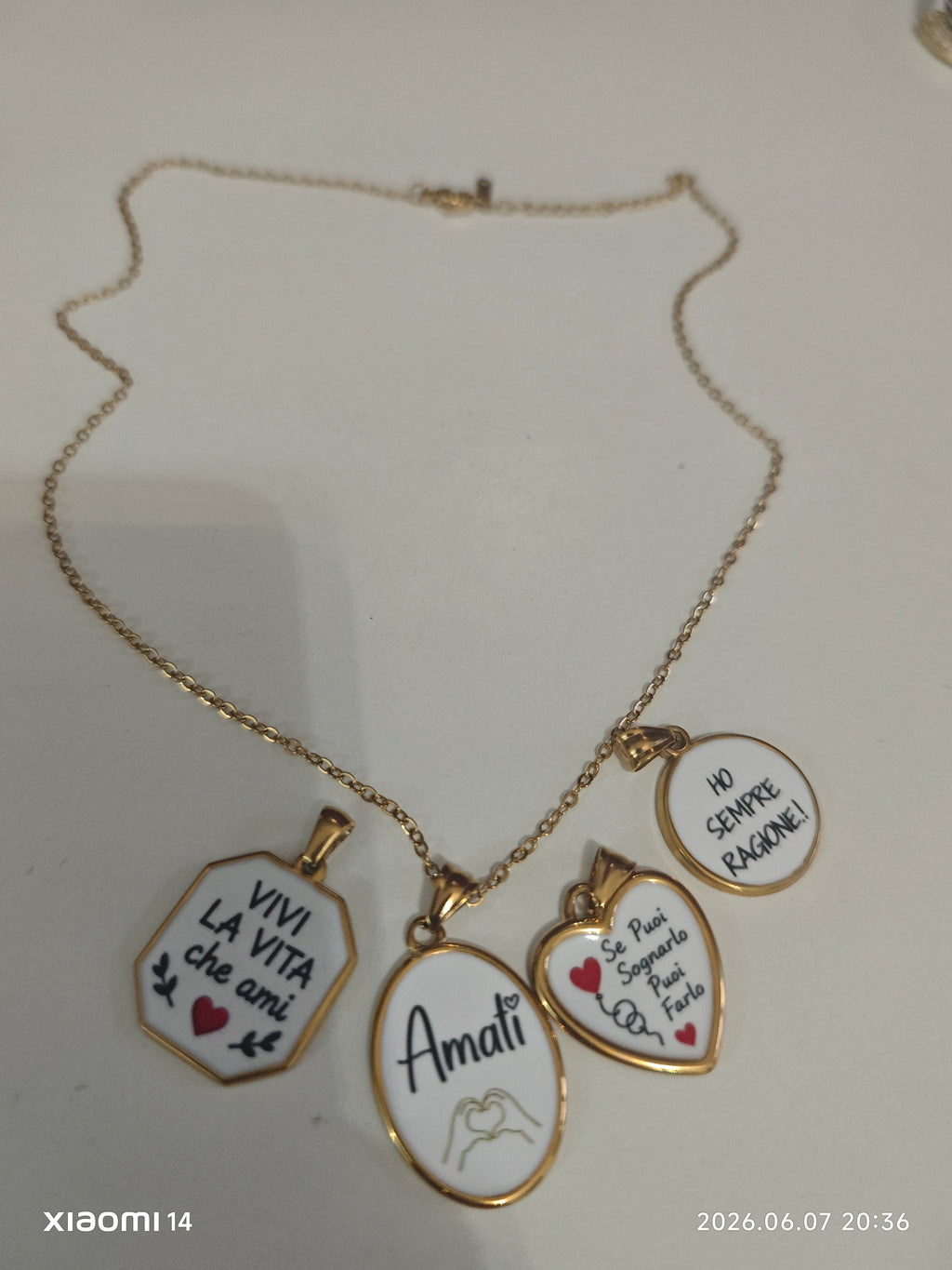 Collana con ciondolo scritta G.M.fashion.moda