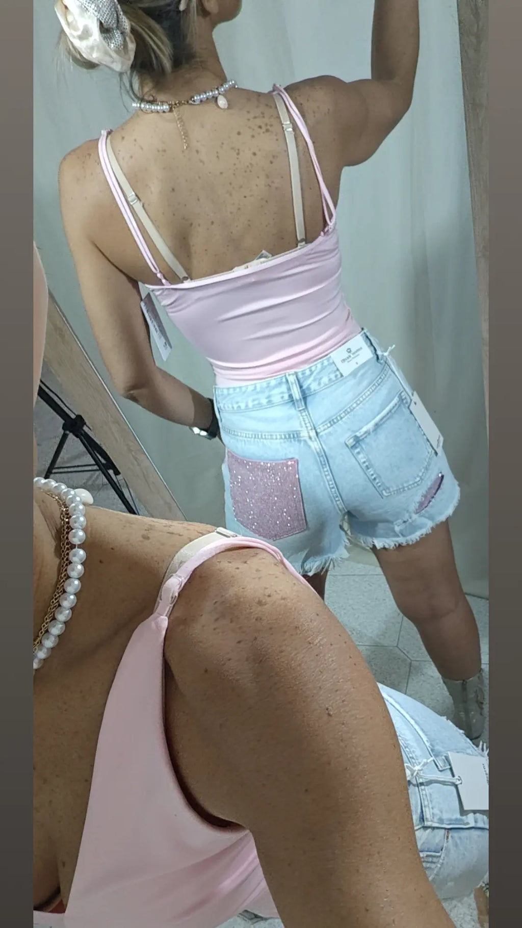 Pantaloncino tasca rosa