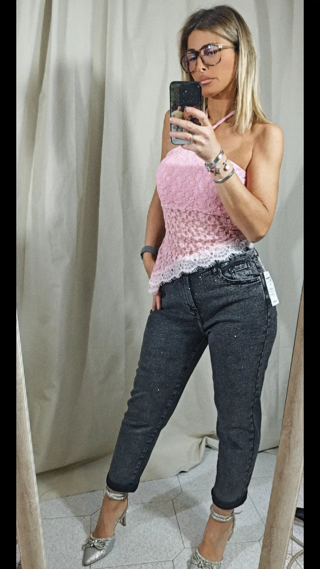 Jeans slim strass