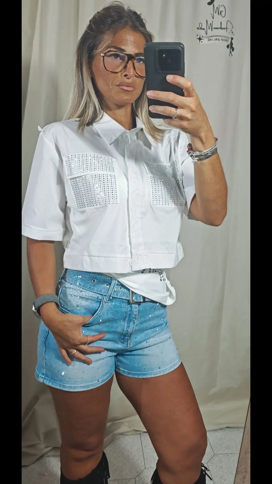 Camicia con strass