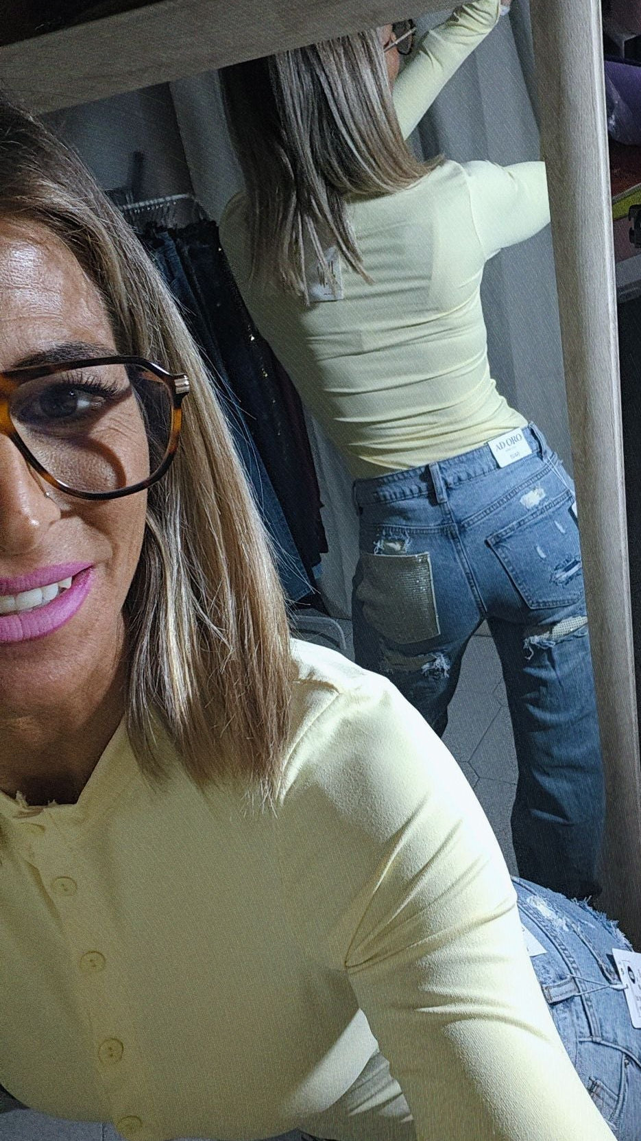 Jeans tasca gialla
