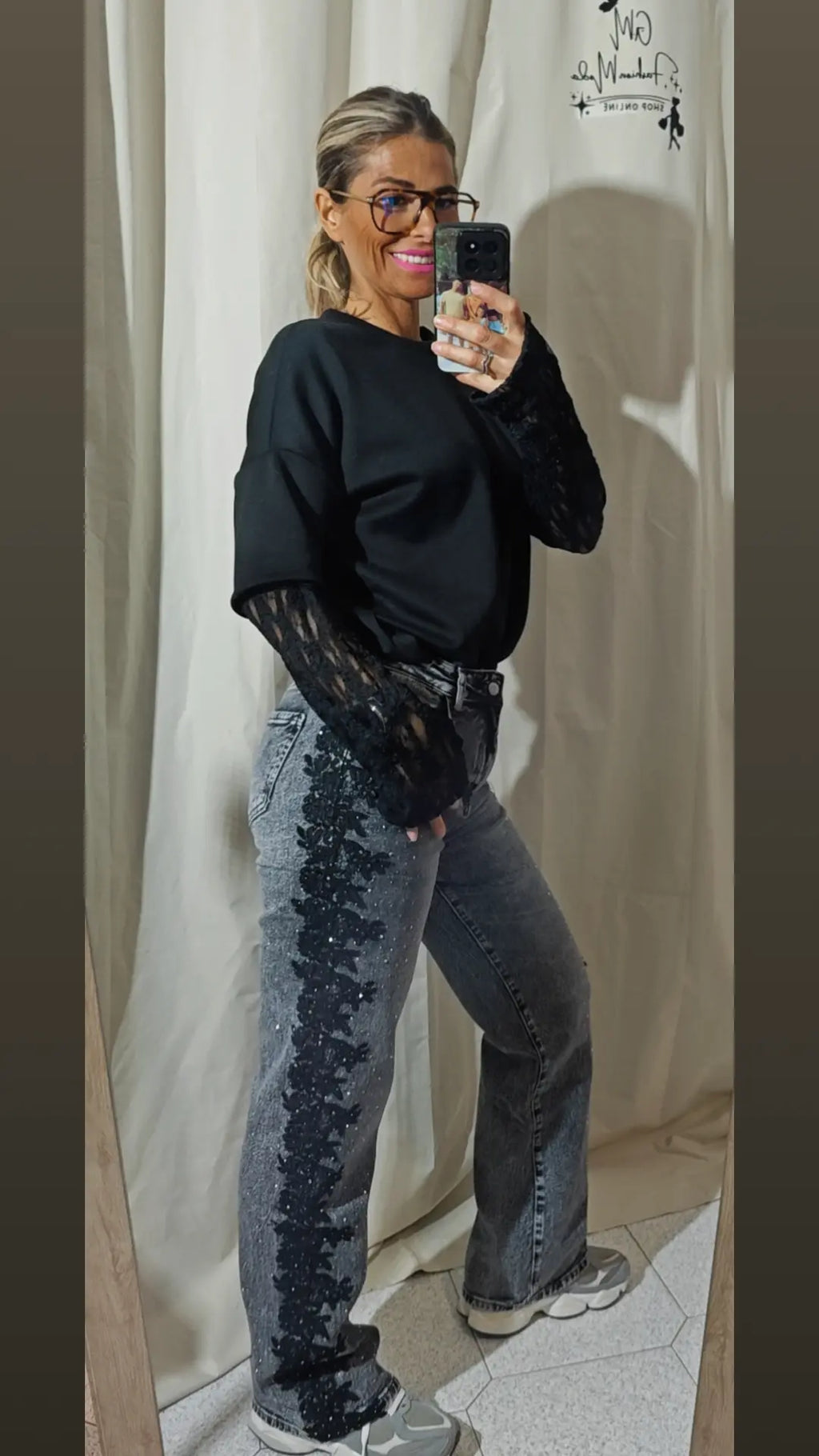 Jeans con merletto