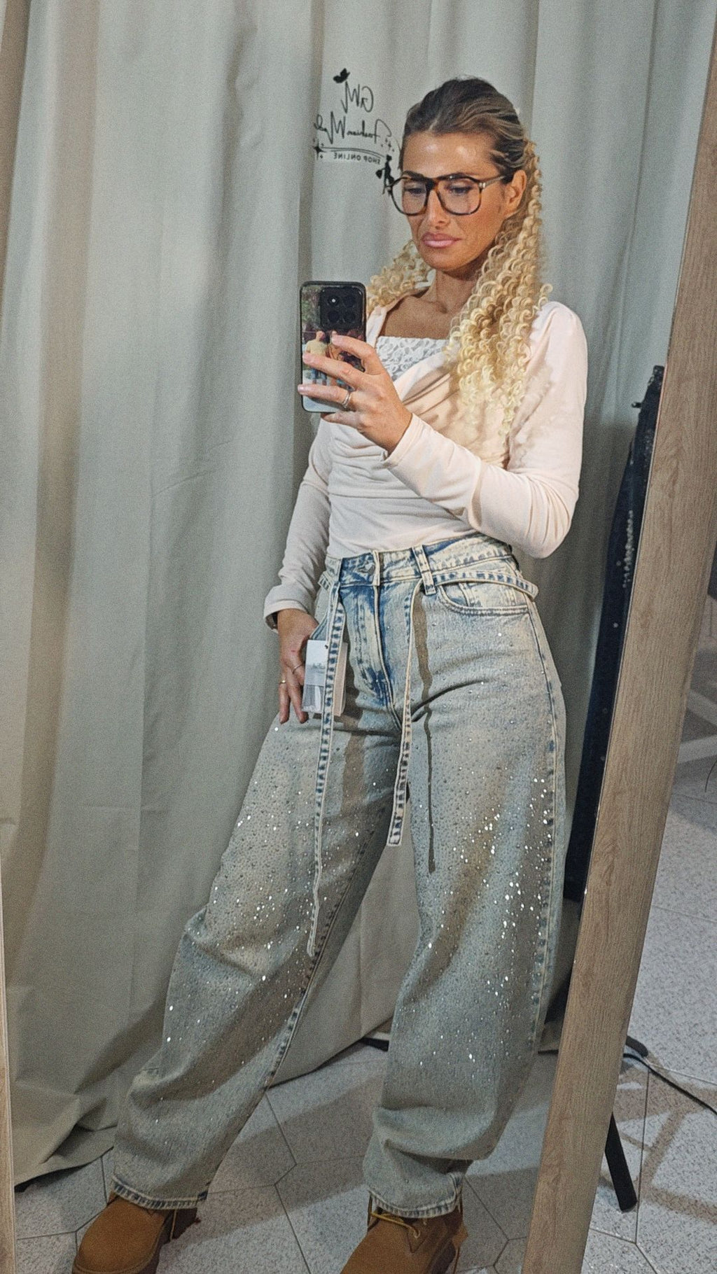 Jeans ballon strass