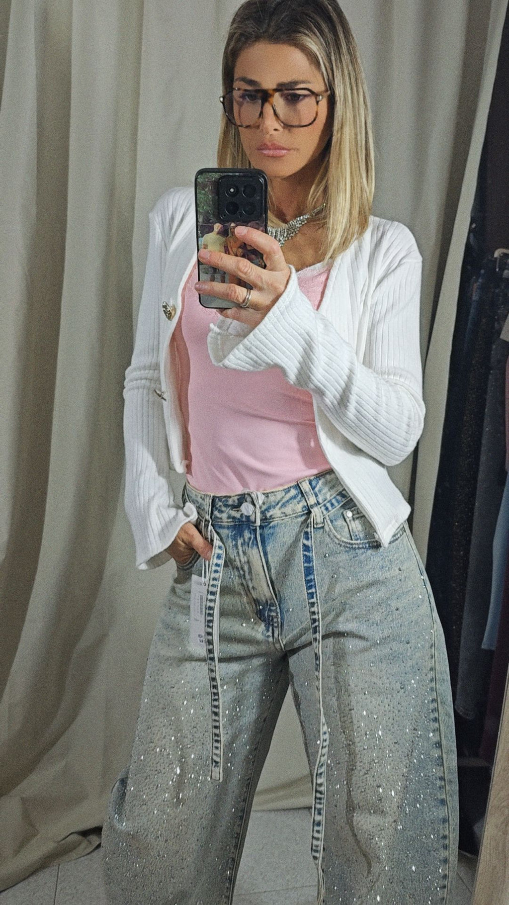 Jeans ballon strass