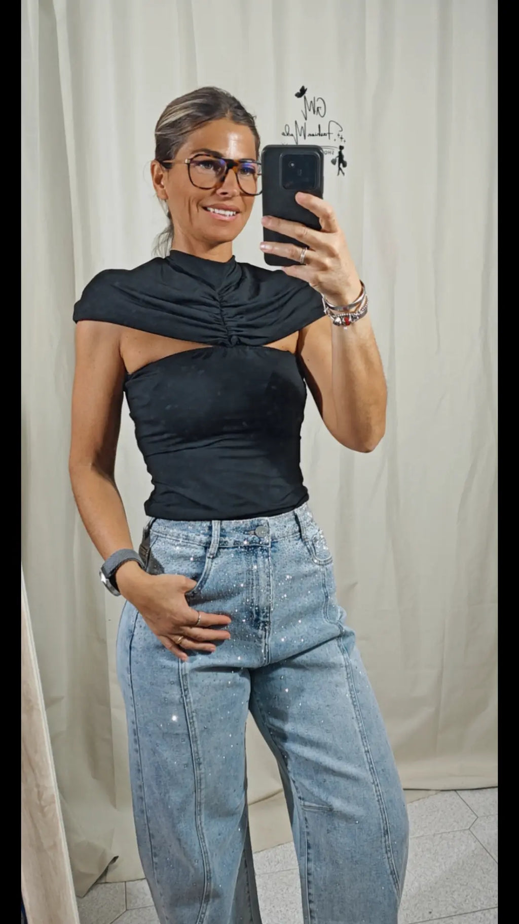 Jeans ballon strass