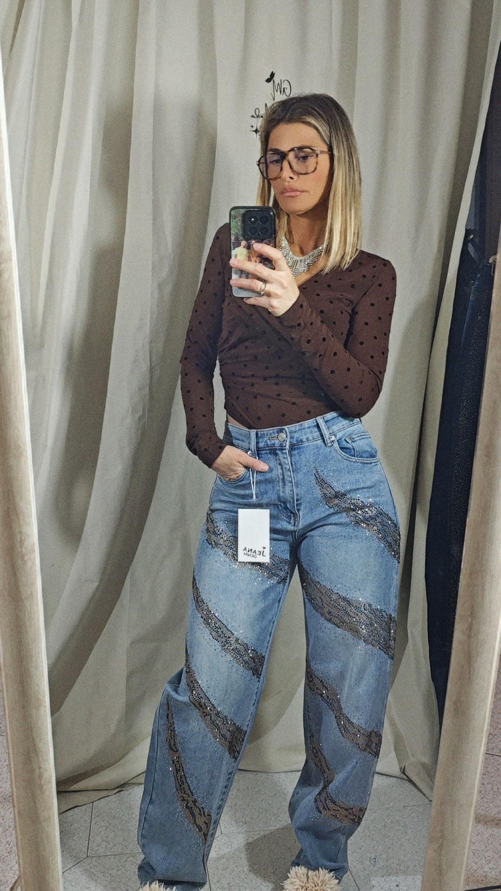 Jeans strass animalier